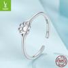 S925 Sterling Silver Cute Pet Paw Print Open Ring, Exquisite And Cute Girl Heart Adjustable Ring Jewelry
