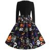 Kvinner Vintage Langermet Halloween 1950 Housewife Evening Party Ball Dress