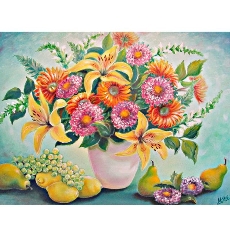 Artistic Flower Picture Unframd Handmade Oil Painting DIY Digital Kits Canvas Draw Home Decro Gift