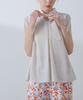 Nano Universe Shoulder Gathered Bowtie Size Blouse, S, Off-White