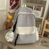 Schoolbag Qingti Milk Green New Korean Version Contrasting Color Plaid Backpack Student Schoolbag Women's Large-capacity Simple Versatile Backpack