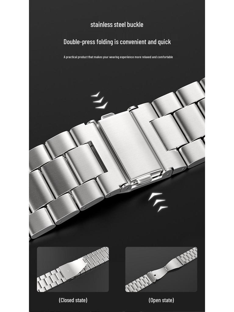 Cinturino in Acciaio Compatibile per Samsung Watch 4/5/6/7 - Stile Business a Tre Maglie