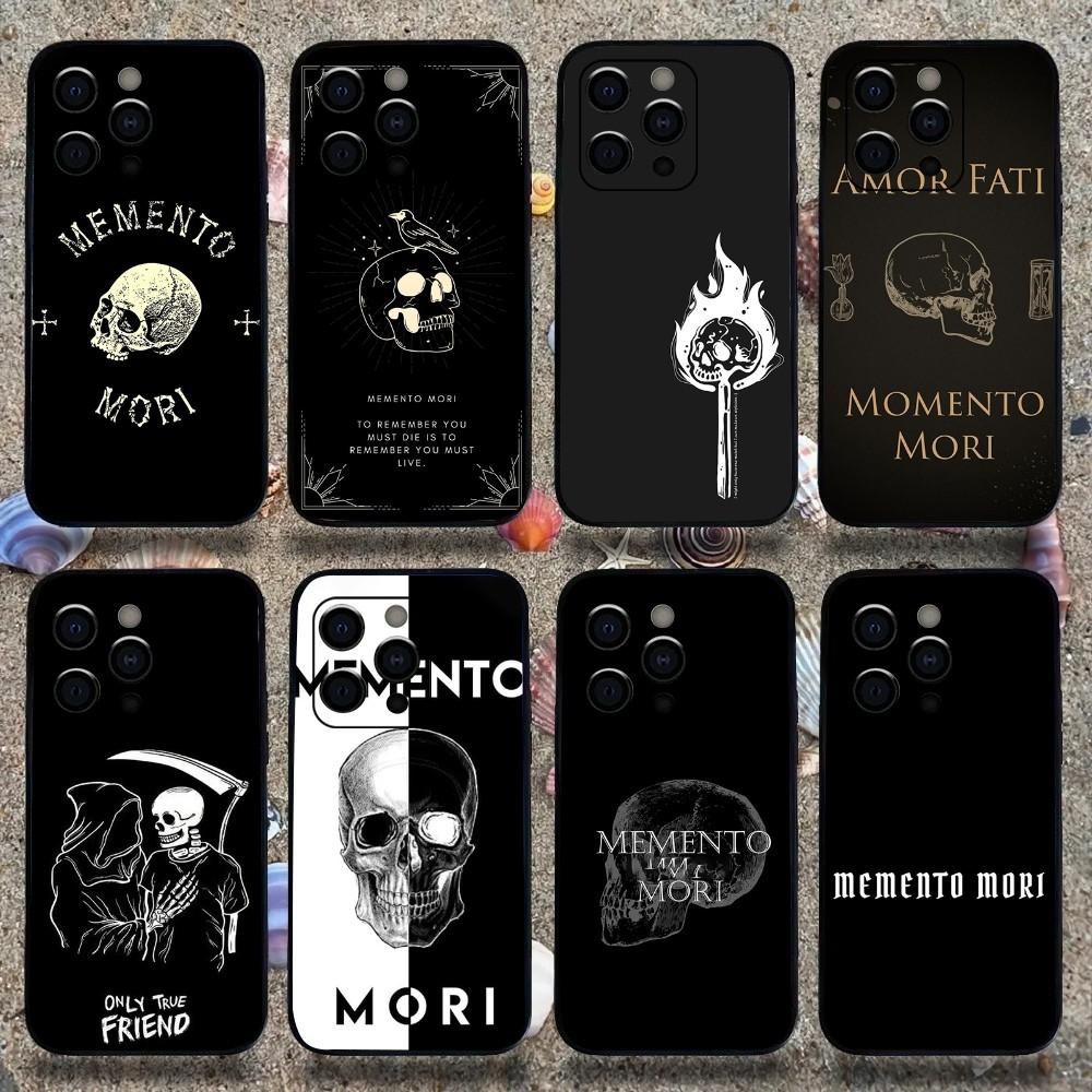 Memento Mori Phone Case For Apple iPhone 15,14,13,12,11,Pro,X,XS,Max,XR,Plus,Mini Soft Black Cover