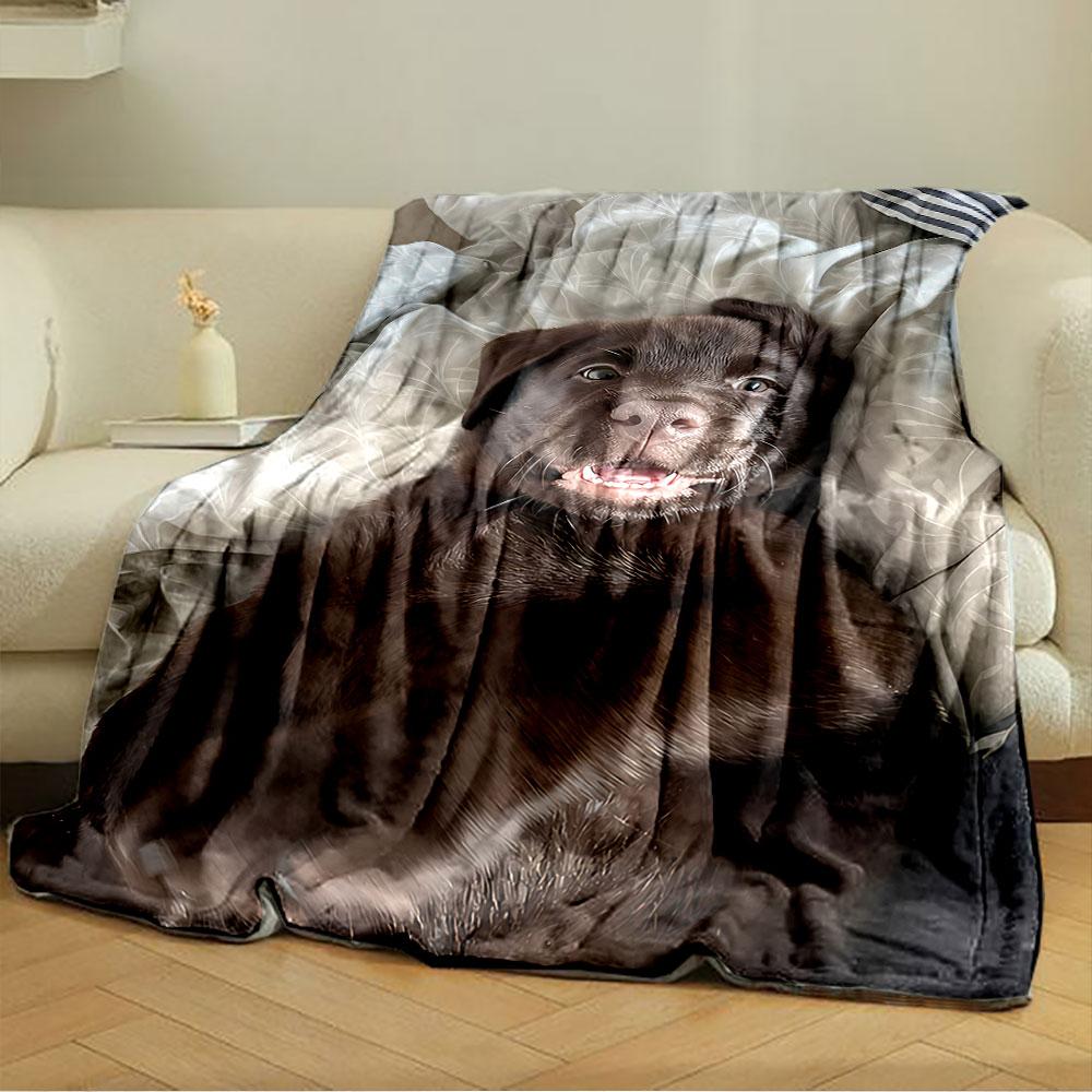 Cute Brown Puppy on Blanket for all seasons blanket lunch break throw gift
