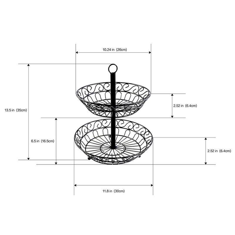 Obstkorb für die Küchentheke, 2 Ebenen, große, abnehmbare Obstkorbschale mit Griff oben, Obstkorb, Gemüse, Arbeitsplatte