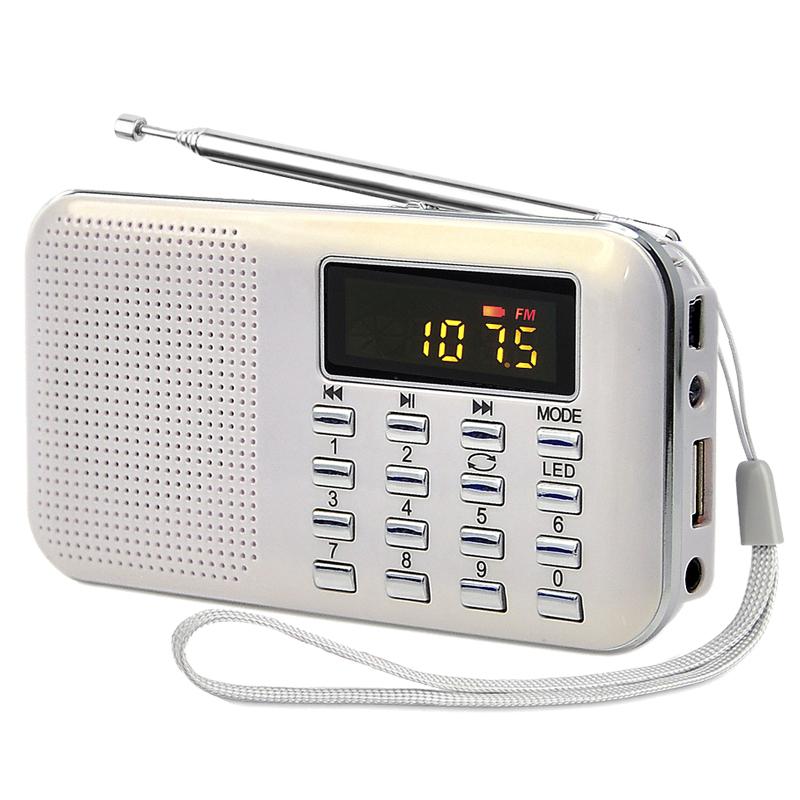 Super Bass HIFI FM Radio Speaker L-218 with TF USB AUX Flashlight Rechargeable Battery
