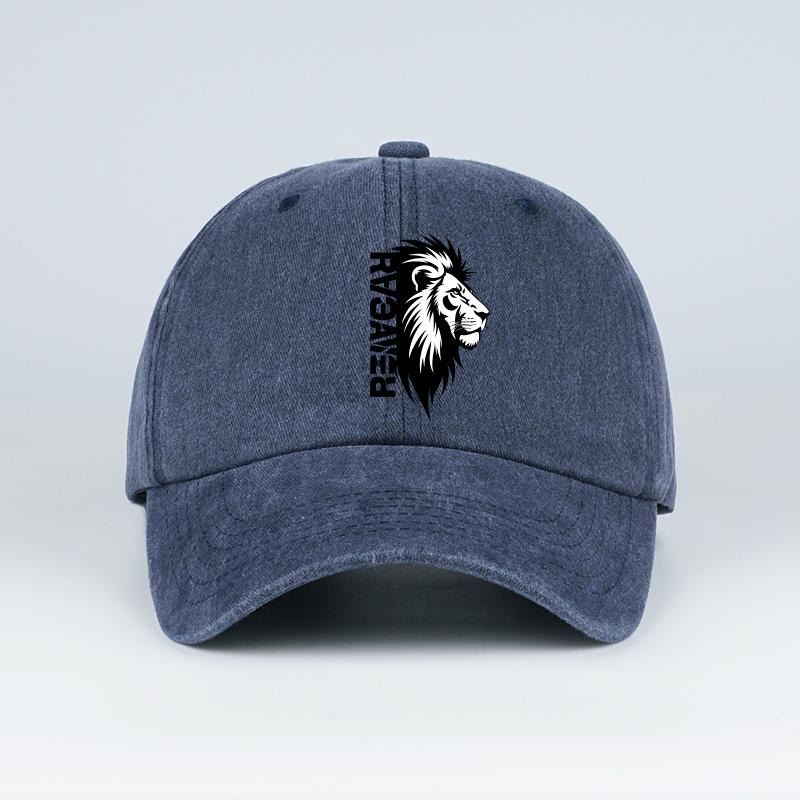 

Lion Head “Rawr” Slogan Printed Washed Baseball Cap Soft, Comfortable, Lightweight, Breathable, Adjustable Bold Retro, Powerful