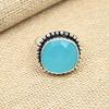 Ausgefallener Aqua-Chalcedon-Edelstein aus massivem 925er-Sterlingsilber, handgefertigter Ringschmuck