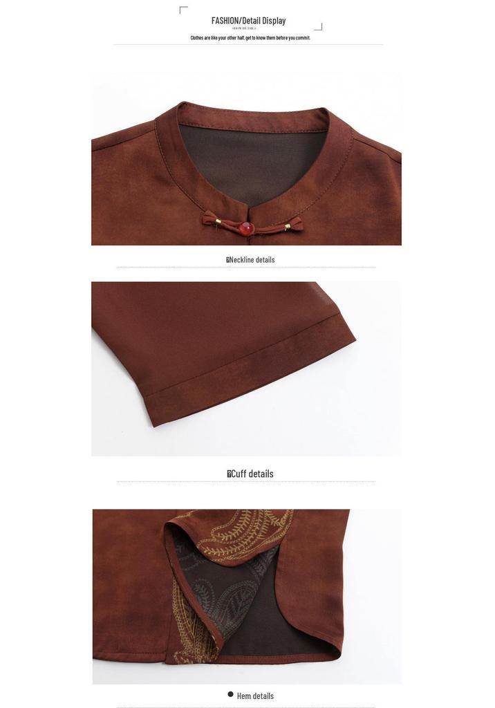 Spring/Summer Medium-Sleeve Shirt for Middle-Aged/Elderly Women - Stylish Cardigan Top