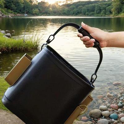Foldable Fishing Bucket With Non-slip Water Rope Outdoor Sturdy Hand Carry Fish Bucket Large Capacity Carrying Fishing Buckets