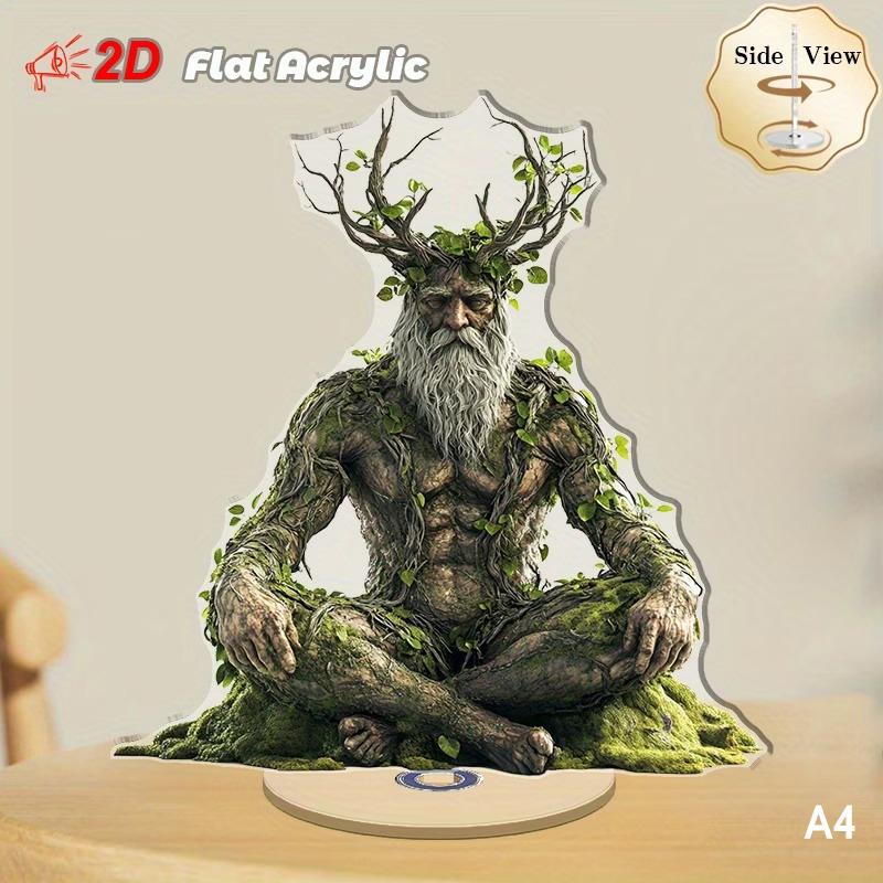 2D Flat Rotating Acrylic Desktop Decor Forest Goddess Design Table Figurine Meditation Goddess Home/Office Decoration Perfect Gi