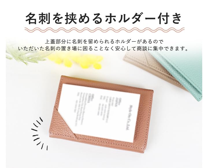 Lizdays Business Card Holder for Genuine Large Brand Name Business Card Case with Thin Design Pink x Women, Leather, Capacity, Dividers, (Salmon Gold)