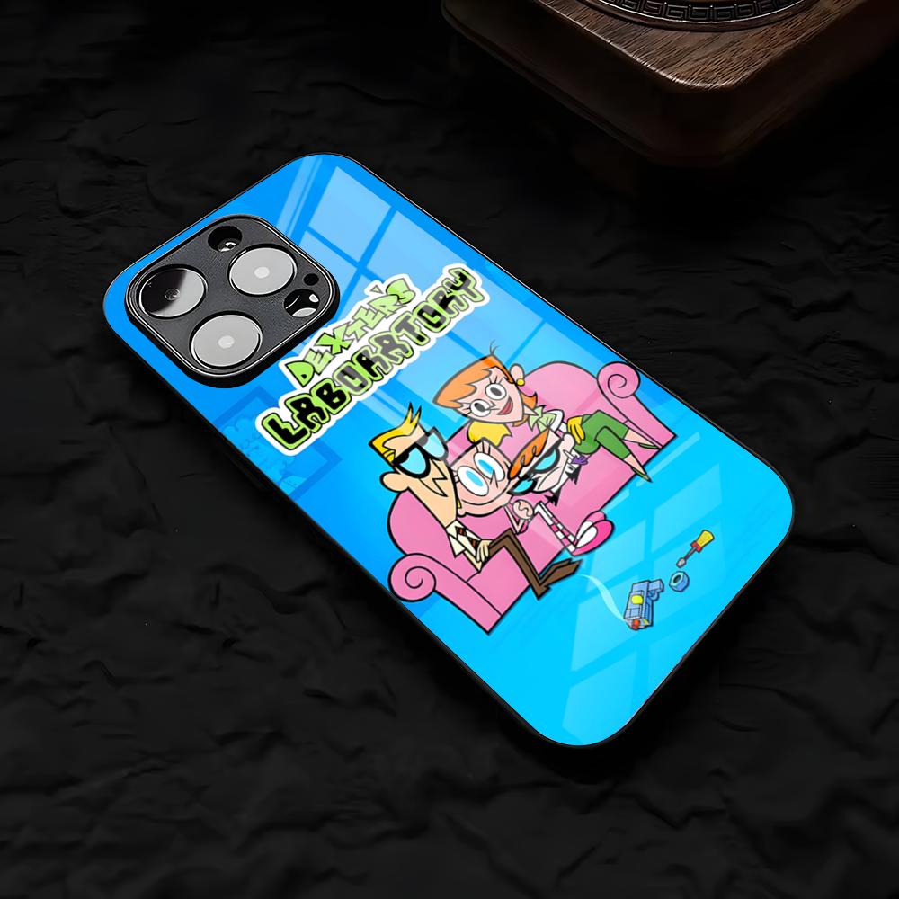 Cartoon D-Dexters L-Laboratory Phone Case For IPhone 17 Air 16 E Pro Max 15 14 13 Mini 12 Pro 11 Max Plus Black Glass Cover