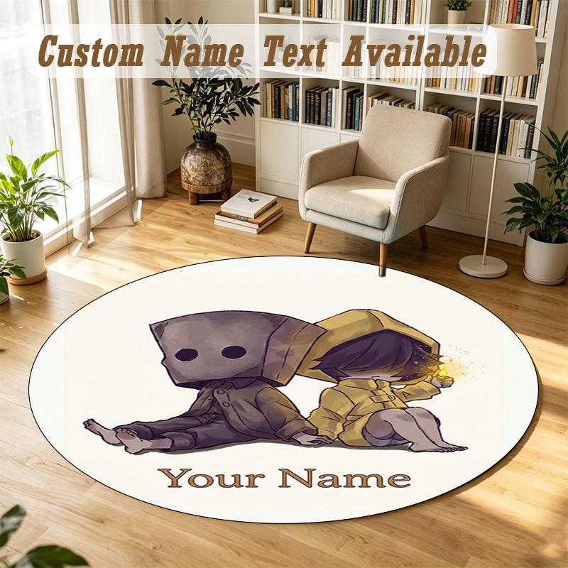 Little Nightmares Six Mono Personalized Round Rug Support Custom Name, Soft Home Decor Mat