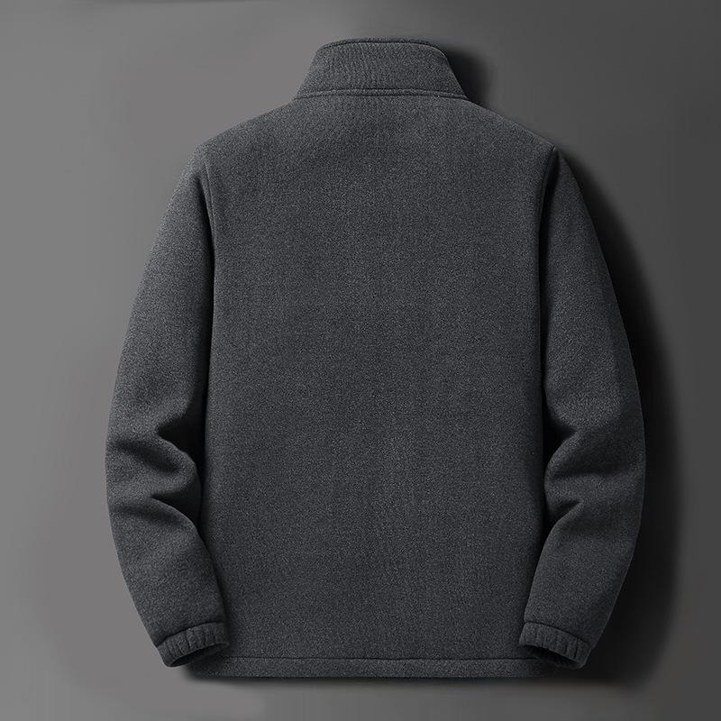 Men's Lambswool Fleece Jacket - Autumn/Winter Velvet Lined, Thick Warm Outerwear for Middle-Aged & Elderly.