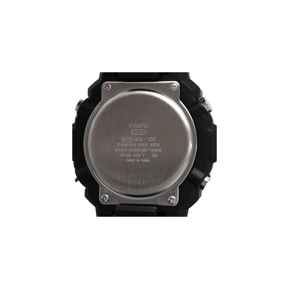 Casio World Time Telememo Analog-Digital Quartz Watch AEQ-120W-1AV Men's Black Imported Model