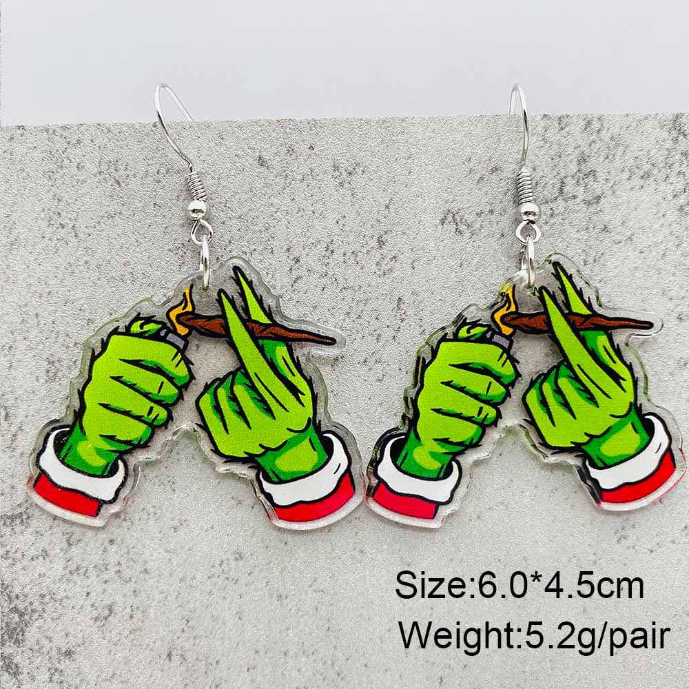 Cross-border Christmas Ornaments: Santa Claus & Gingerbread Man Acrylic Earrings