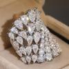 Huitan Sparkling Women Rings Full Round/Pear Cubic Zirconia Fashion Design Luxury Wedding Band Accessories Silver Jewelry