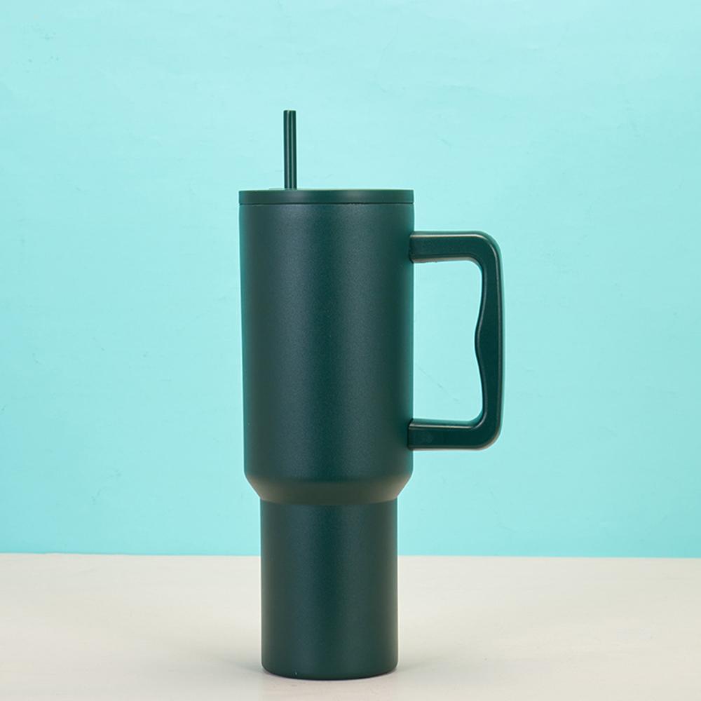 40 oz Becher mit Griff und Strohhalm, Thermos-Wasserflasche aus Edelstahl mit freundlicher Reise-Kaffeetasse für heißes/kaltes Wasser