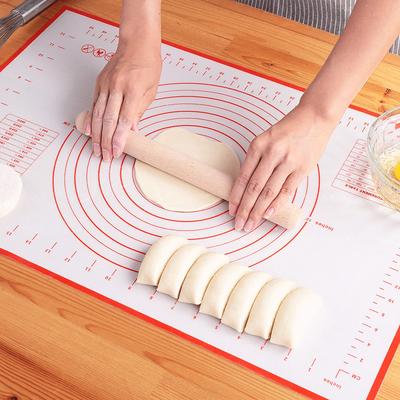LIMNUO Silicone Cooking Mat, Bread Mat, Baking Mat with Measuring Pad, Large Size, Food-Grade Silicone, Non-Slip, for Baking Tools (Red, 40x50cm)