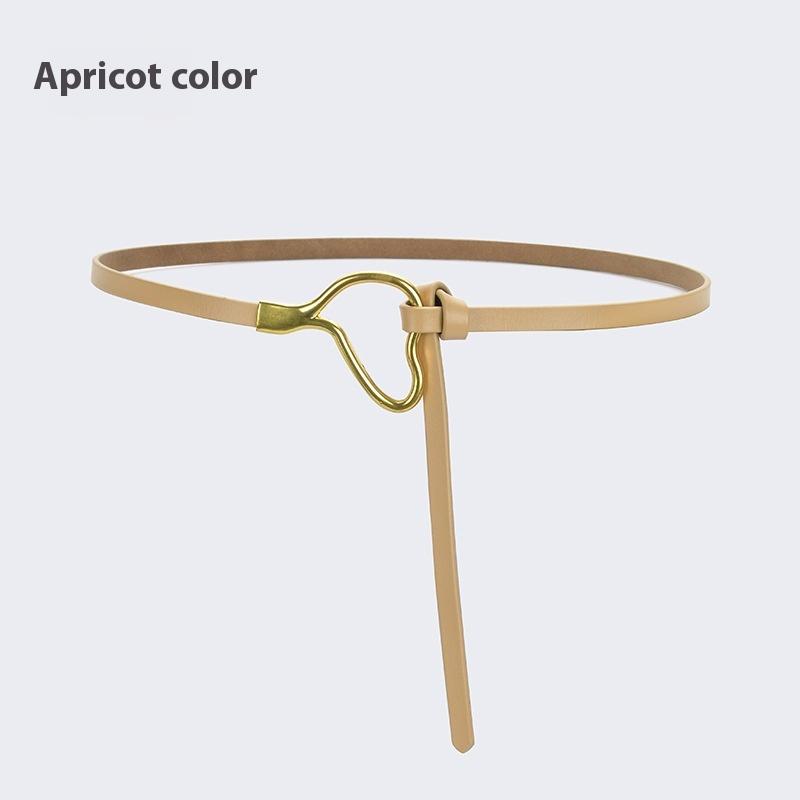 Curea de piele pentru femei cu decorațiune înnodată cu cămașă de rochie, simplă și versatilă, piele de vacă pură, curea subțire