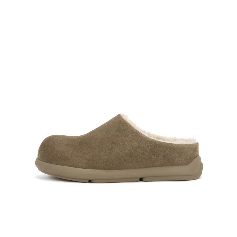 

Цельная коровья шкура~ Натуральная кожа для сохранения тепла и увеличения роста, одна педаль, голова сумки, шерсть, утолщенные волосы, тапочки, женские полушлепки 35 хаки