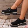 Thick-soled Retro Loafers 2025 Autumn New Muffin Size Round Toe Buckle Low-top Single Shoe Girl
