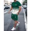Sommeranzug 3D-Druck Herren Freizeit Kurzarmanzug Geeignet für Sportanzug Herren Rundhals Kurzarm Oberteil Und Shorts
