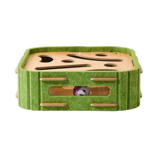 Cat Scratch Enrichment Box Interactive Cat Nail File Puzzle Toy with Jingling Bell Balls Cat Scratcher