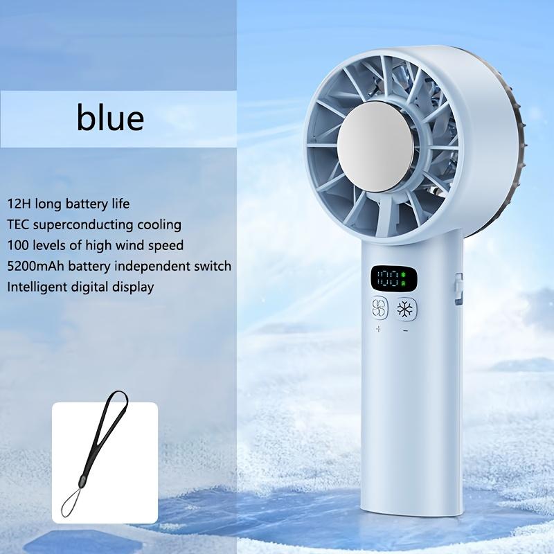 5200mAh Portable Handheld Fan LED Display Semiconductor Refrigeration 100 Speeds USB Rechargeable Outdoor Fan Double Ice Cooler