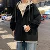 Fake Two Autumn and Winter New Casual Men's Korean Version of Trend Tooling Outdoor Jacket Hooded Coat.