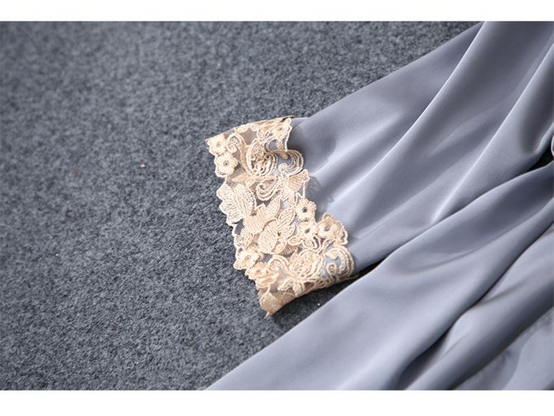 Women's Satin Chiffon Five-Piece Pajama Set: Sexy Faux Silk with Camisole, Robe, and Chest Pads for Autumn and Summer.