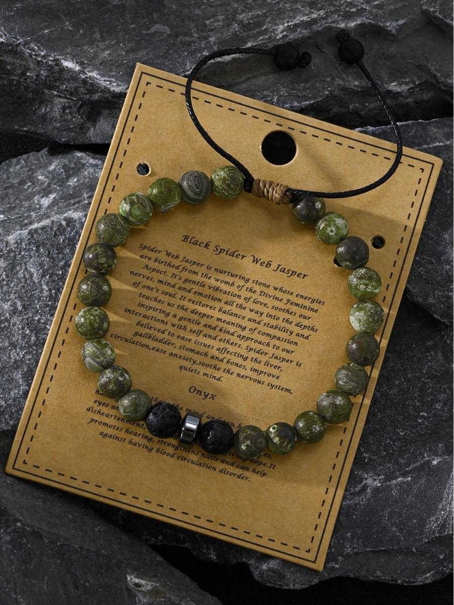 Natural Stone Beaded Bracelet, a Mix of Turquoise, Obsidian, and Agate, Paired with a Simple Cross, Subtly Showcasing Faith and Individuality