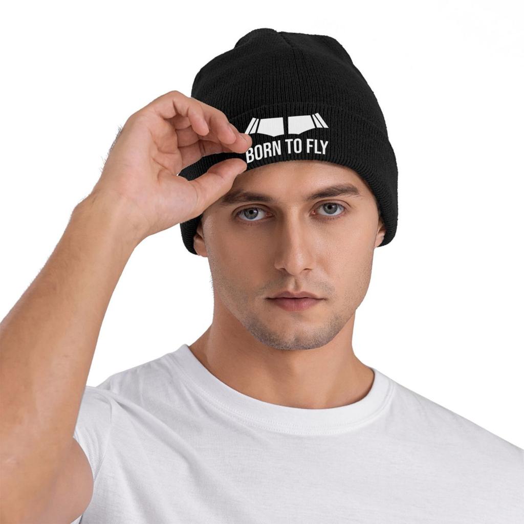 Born To Fly Flugzeugpilot Flieger Warme Strickmütze Winter Strickmütze Mütze Beanie Hip Hop Kappen für Unisex