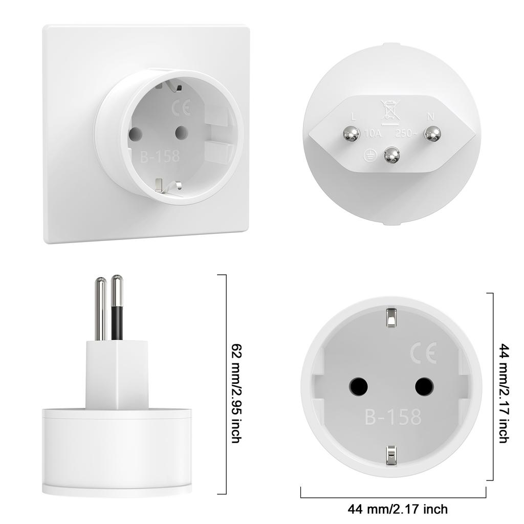 Xiaomi 3pcs Germany EU to Switzerland Plug Adapter European to Swiss Travel Adapter Power Converter Plug 3 pin 10A Wall Charge Socket