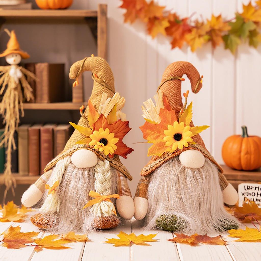 Thanksgiving Autumn Light-Up Maple Leaf Gnome Ornament