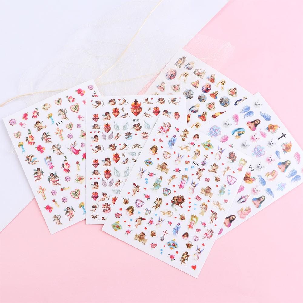 

Mary Flower Back Glue Cupid Nail Art Decorations Angel Nail Stickers Nail Decals Manicure Tools