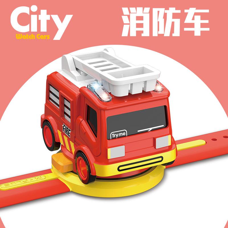 Interesting Alloy Electronic Watch Back Force Induction Cartoon Car Sound And Light Children's Toy Car Watch