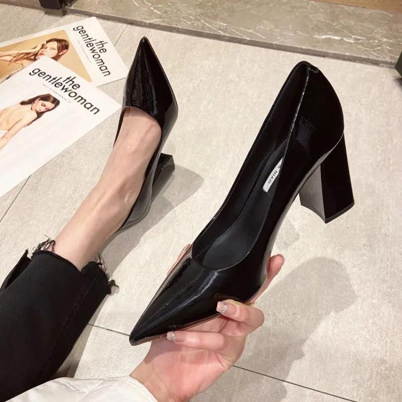 Fashion Pointed Toe With Heel Women's Shoes Blue Non Slip 2025 Trend Lastest Casual Spring Beau Today Quick Delivery On Y2k Ladies Pumps