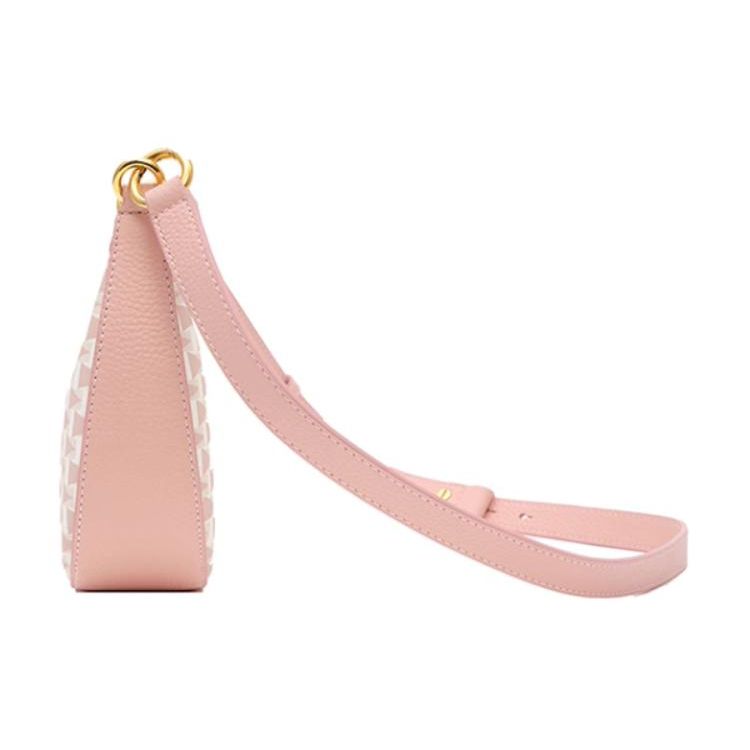 Bally Vintage Floral Zipper Closure Leather Crescent Bag Women Handbags Pink 6307413