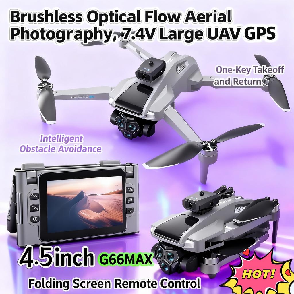 2026 G66 New GPS Folding Drone 4,5" Screen 8K Movie Camera Optical Flow Position 5G WIFI 360° Intelligent Obstacle Avoidance Brushless Aircraft
