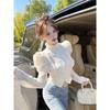 Bubble Sleeve Shirt French Socialite's Semi High Neck Top Court Style Lace Bottom Shirt Inner Layer