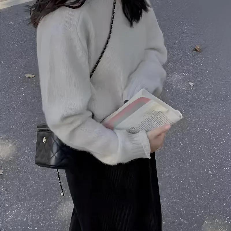 Autumn Winter Simplicity Casual  Women Sweater Lazy Wind Solid O-Neck Loose Long Sleeve Pullovers Knitted Tops