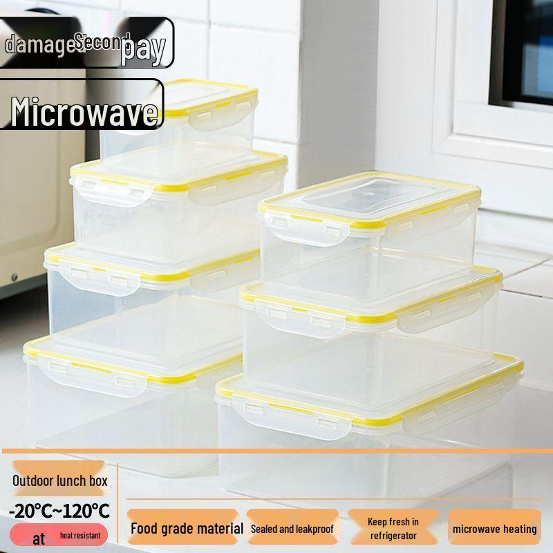 Microwave-Safe Rectangular Plastic Bento Box with Lid for Fresh Storage