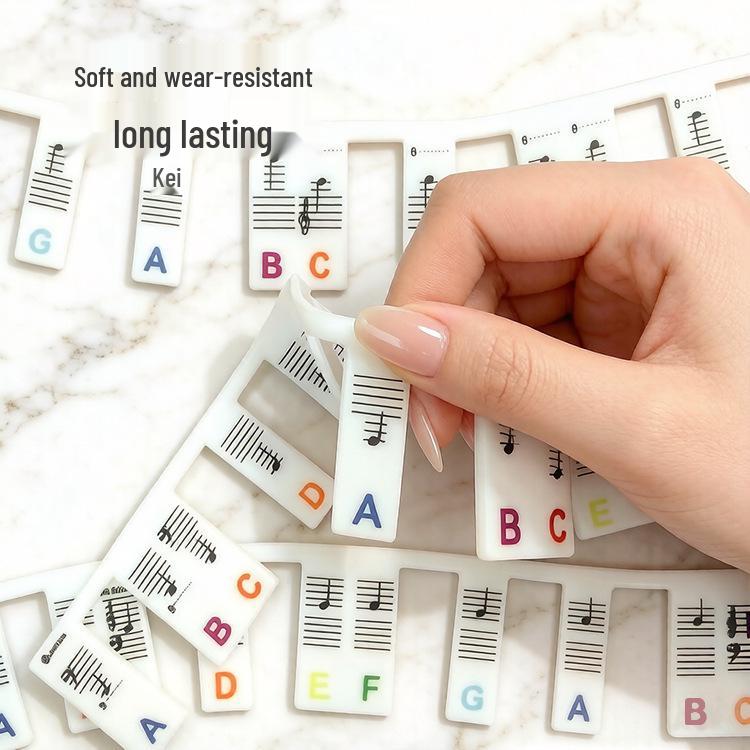 Removable Silicone Piano Note Stickers for Beginners - 88-Key Keyboard Guide