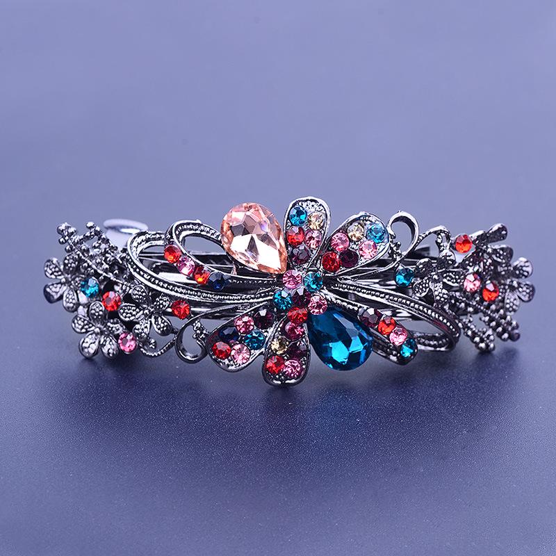 Korean Rhinestone Crystal Hair Clip for Women - Large Alloy Hairpin & Ponytail Accessory
