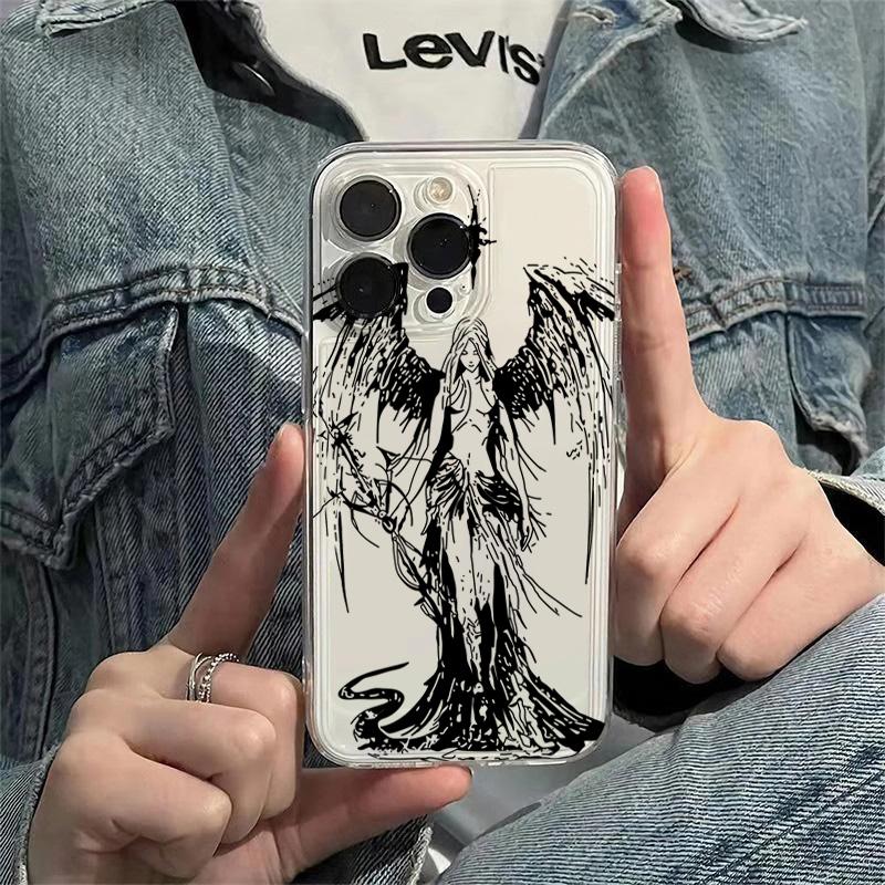Angel Girl Transparent Personalized Phone Case Iphone16pro For iPhone 16 15 Pro Max 16E 14 13 12 11 XS X XR 7 8 Plus