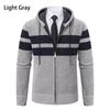 Men's Fall Winter New Fleece Lined Thick Hooded Knit Cardigan, Casual Sweater Outerwear