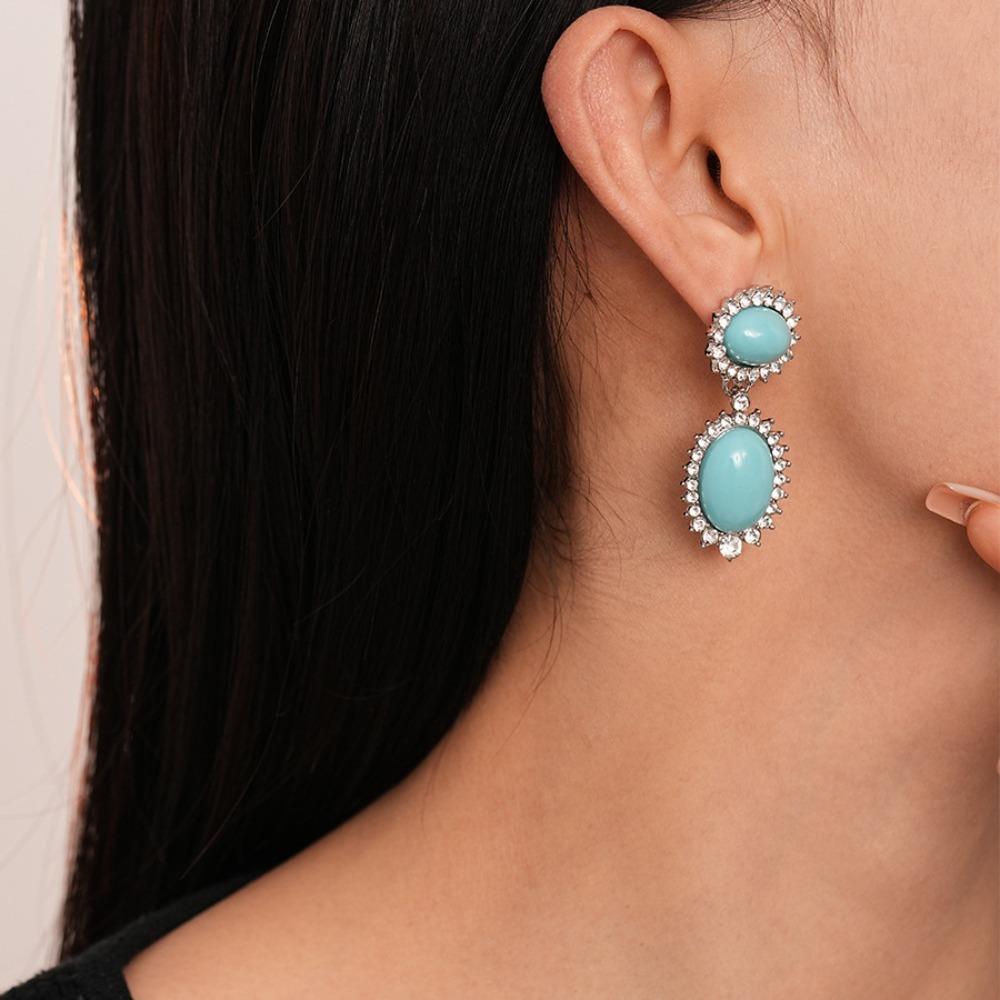 Bohemia Style Ethnic Style Tassel Earrings Green Water Drop Earrings Pendant  Summer Party