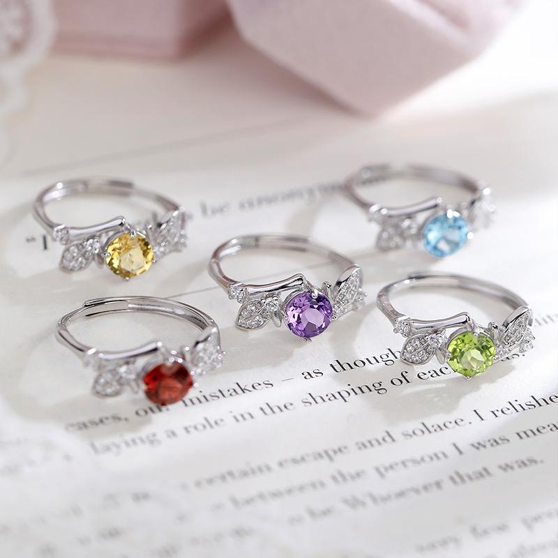 Natural Stone Ring for Women's S925 Pure Silver Non Fading Ring? Popular High-end Accessories On Xiaohongshu for Women's Fashion Retro Jewelry Gifts